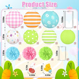 16pcs Easter Party Hanging Decorations Pastel Paper Lanterns and Pom