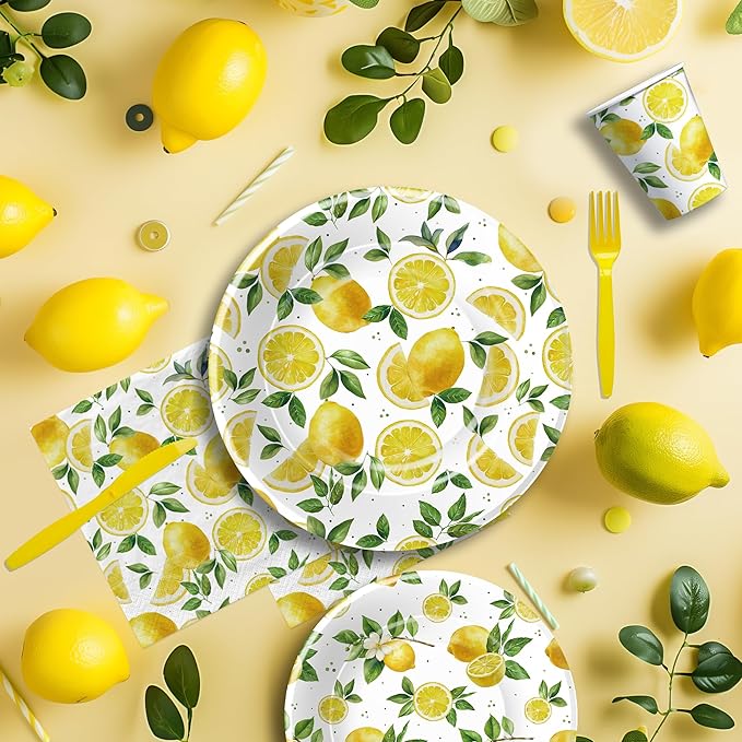 Lemon Party Decorations Tableware Disposable Summer Theme Lemon