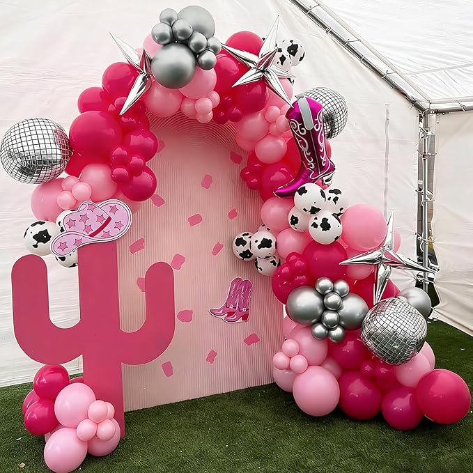 YMSZ Pink and Cow Print Balloons, 67pcs 12 Inch Cowgirl Balloons,