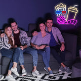Movie Night With Popcorn Neon Sign for Wall Decor Cinema Led Neon