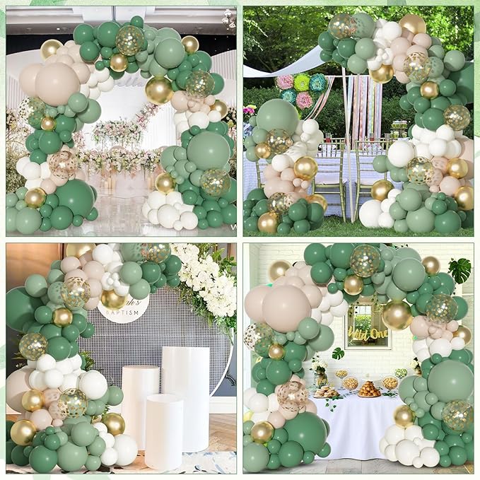 Ouddy Party Sage Green Balloons Arch Garland Kit, Different Sizes 18
