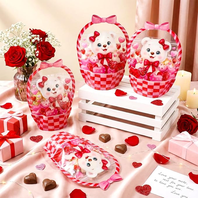 25 Pcs Valentine's Day Gift Bags Valentine Bear Treat Bags with