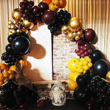 Black Burgundy Gold Balloon Arch Kit Maroon Black Gold Balloons