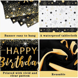 Black and Gold Birthday Decorations for Men Women 37pcs Black and
