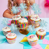 Gyufise 30Pcs Foil Firework Cupcake Toppers Sparkle Tinsel Cake #6