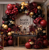 Burgundy Black Gold Balloon Garland Double Stuffed Dark Red Gold