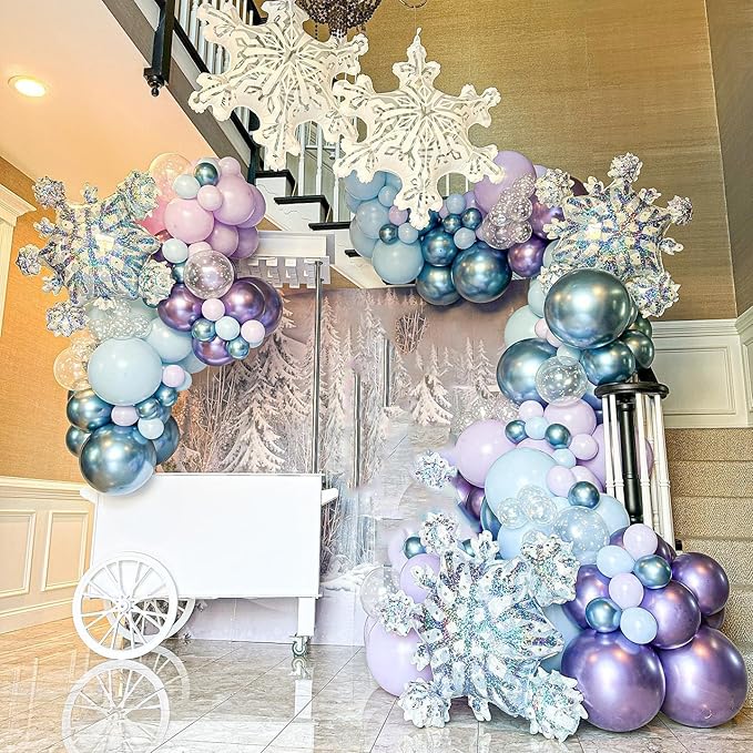 Frozen Balloon Arch Garland Kit, 164Pcs Winter Wonderland Balloon