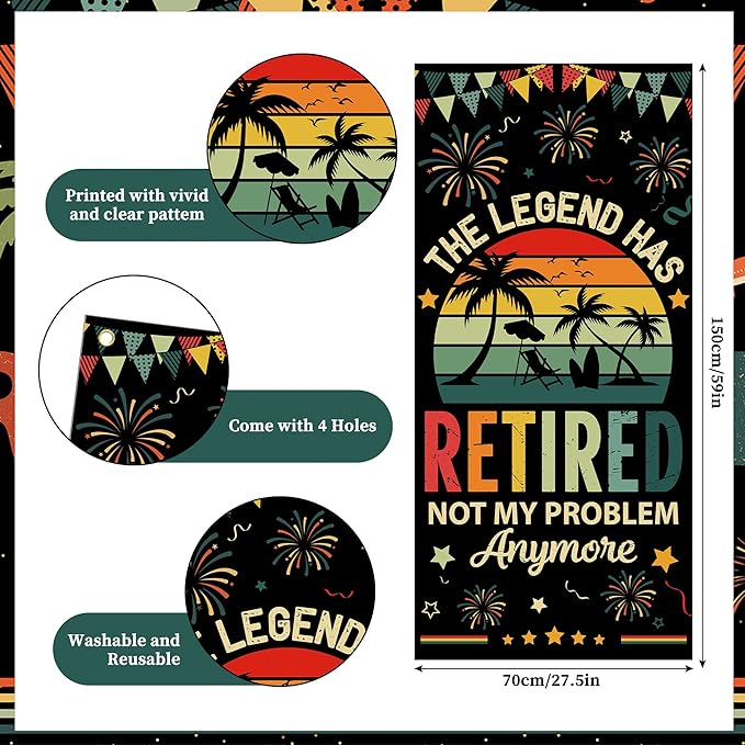 Retirement Decorations for Men Women Colorful Vintage
