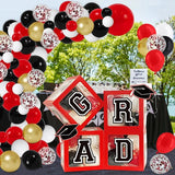 Graduation Decorations 2026 Set of 4 Red Grad Balloon Boxes with