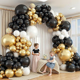 412Pcs Black and Gold Balloons 18 12 10 5 Inch Different Size Black