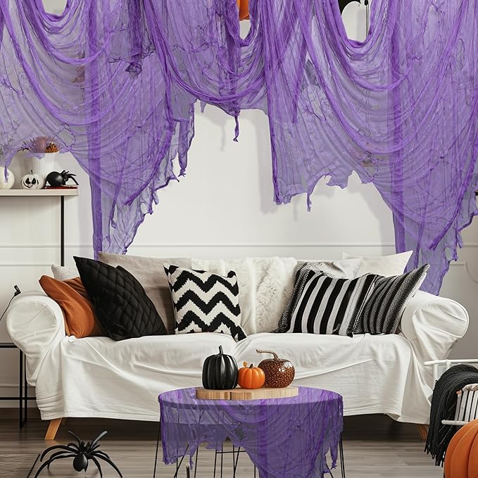 197'' x 85'' Halloween Purple Scary Gauze Purple Haunted House