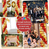 2 Sets Red Gold Balloon Column Stand Kit with 100 Balloons Adjustable