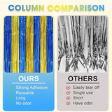 Voircoloria 3 Pack 3.3 x 8.2 ft Blue Gold Foil Fringe Backdrop