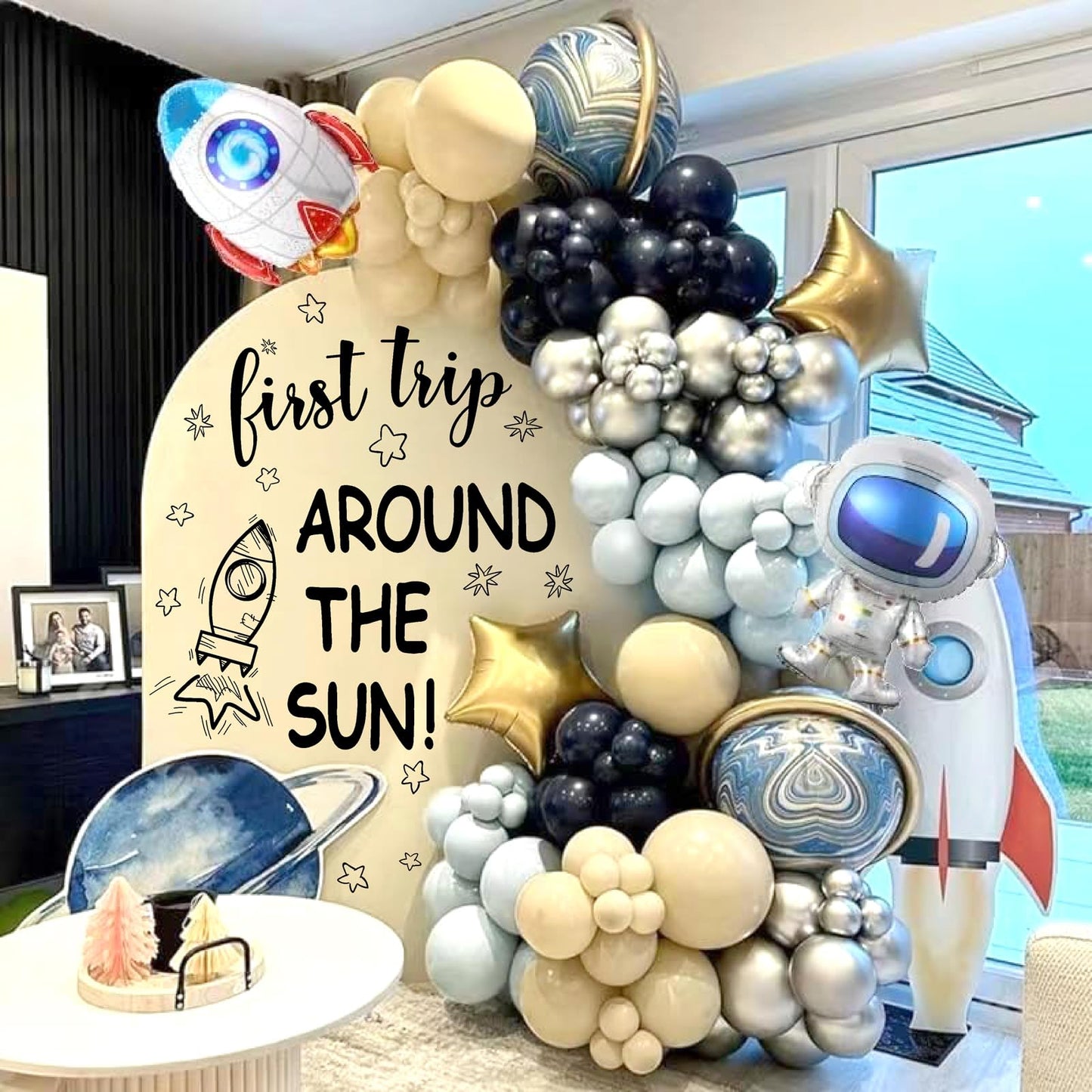 Outer Space First Birthday Party Decorations Sign for Backdrop First