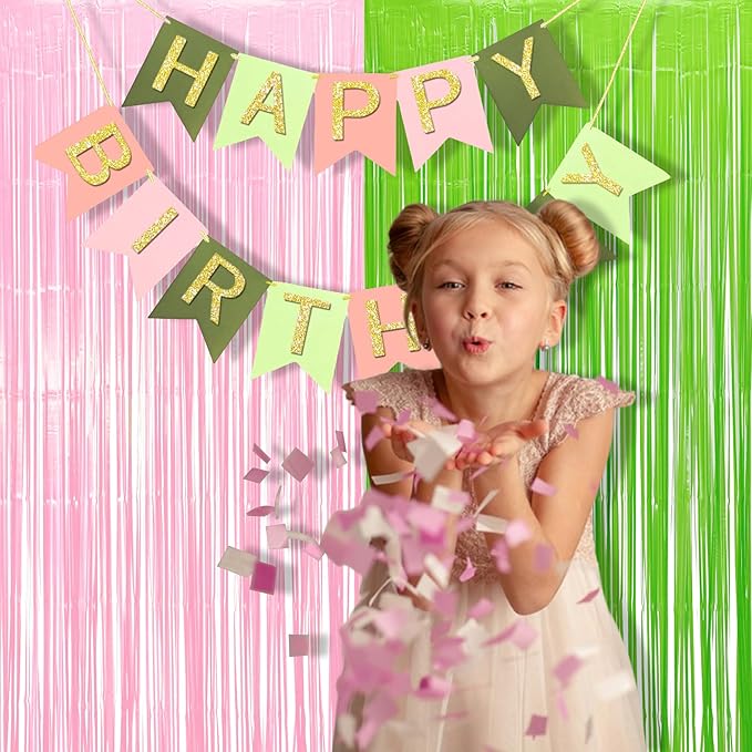 BRAVESHINE Party Streamers Backdrop - 2 Pack 3.2ft X 8.2ft Tinsel
