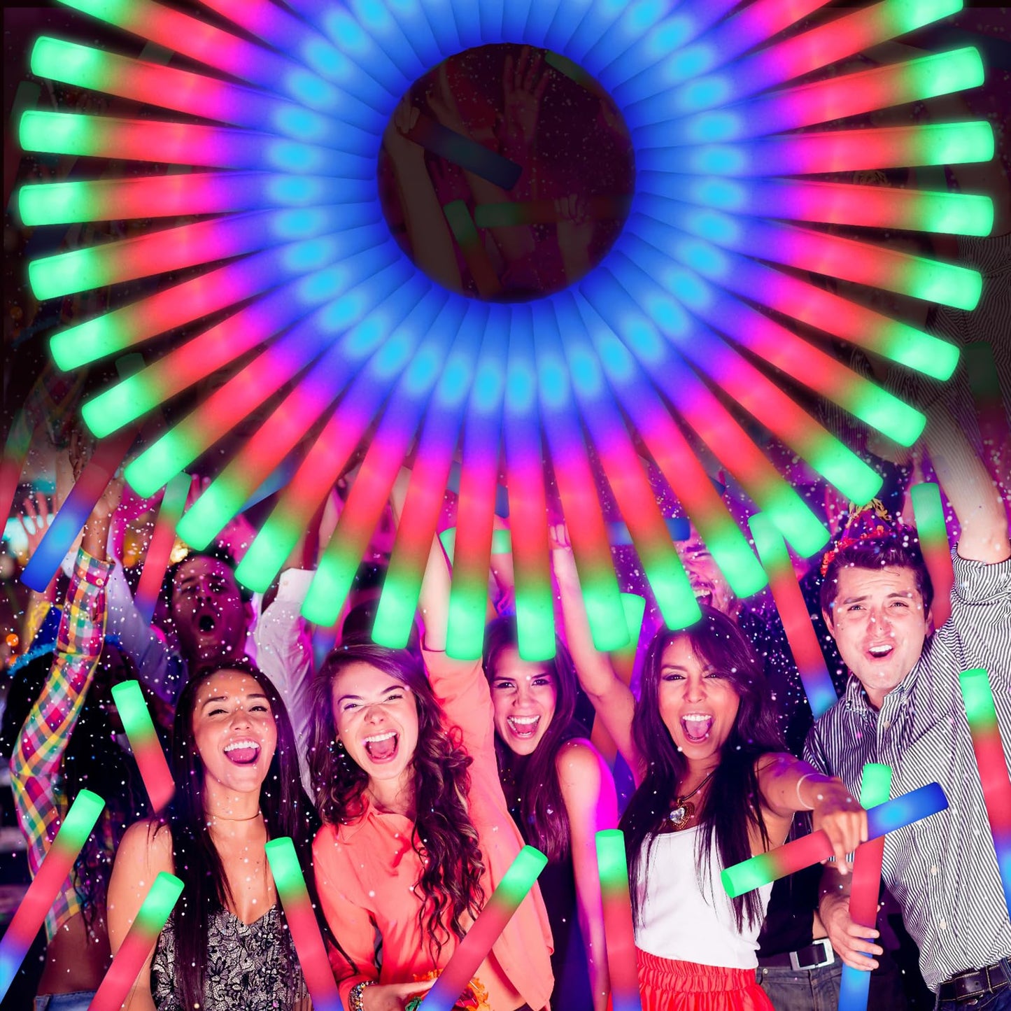 OLUPP 70 PCS LED Foam Glow Sticks Bulk, Glow in the Dark Party
