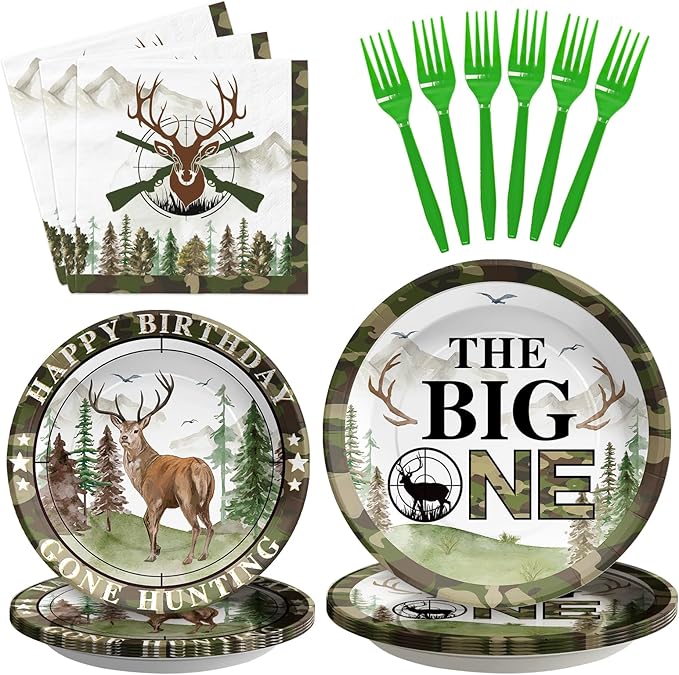 96Pcs The Big One Hunting 1st Birthday Party Decorations The Big One