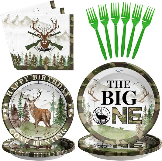 96Pcs The Big One Hunting 1st Birthday Party Decorations The Big One