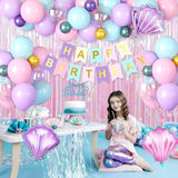 Mermaid Birthday Decorations Supplies Purple Pink Teal Blue Balloons