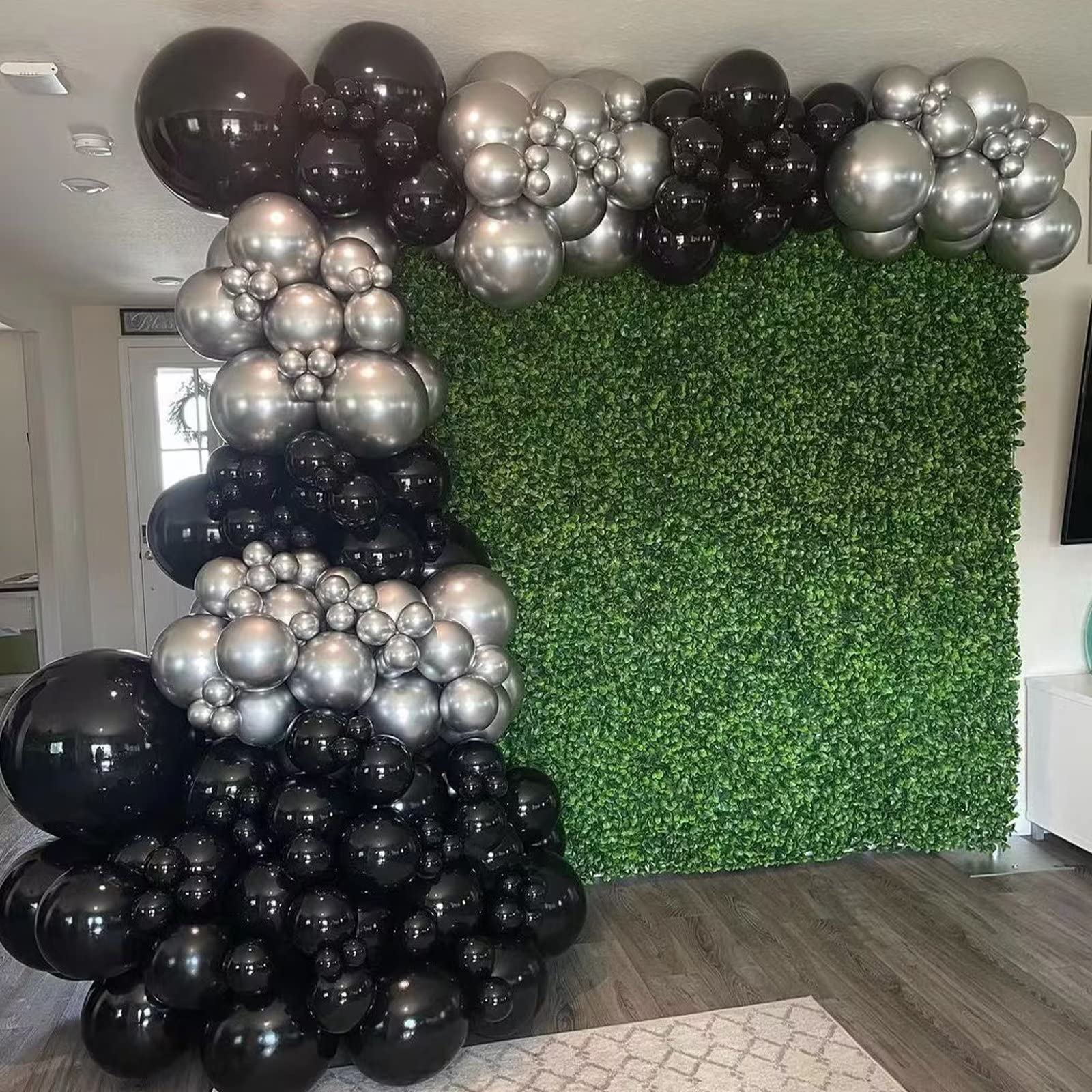 Black and Silver Balloon Garland Kit, Metallic Silver and Black