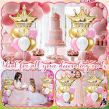 Seematn 2 Set Princess Balloon Stand Kits Pink Gold Crown Balloons