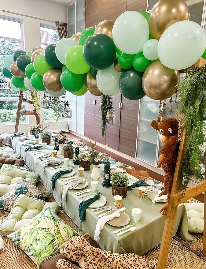 Green and Gold Balloons, 60Pcs 12Inch Different Shades Green Balloon