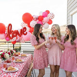 Valentines Day balloon garland arch kit with Banner red Hot pink and