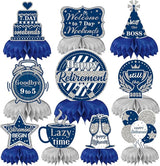 10 Pcs Retirement Party Decorations, Blue Silver Retirement Table