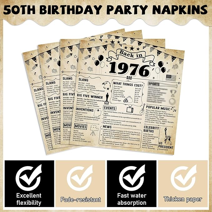 96Pcs 50th Birthday Party Plates and Napkins 50th Birthday Party