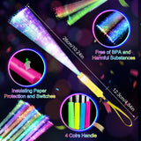 SHQDD 200PCS Glow Fiber Optic Sticks, LED Light Wands, Glow in The