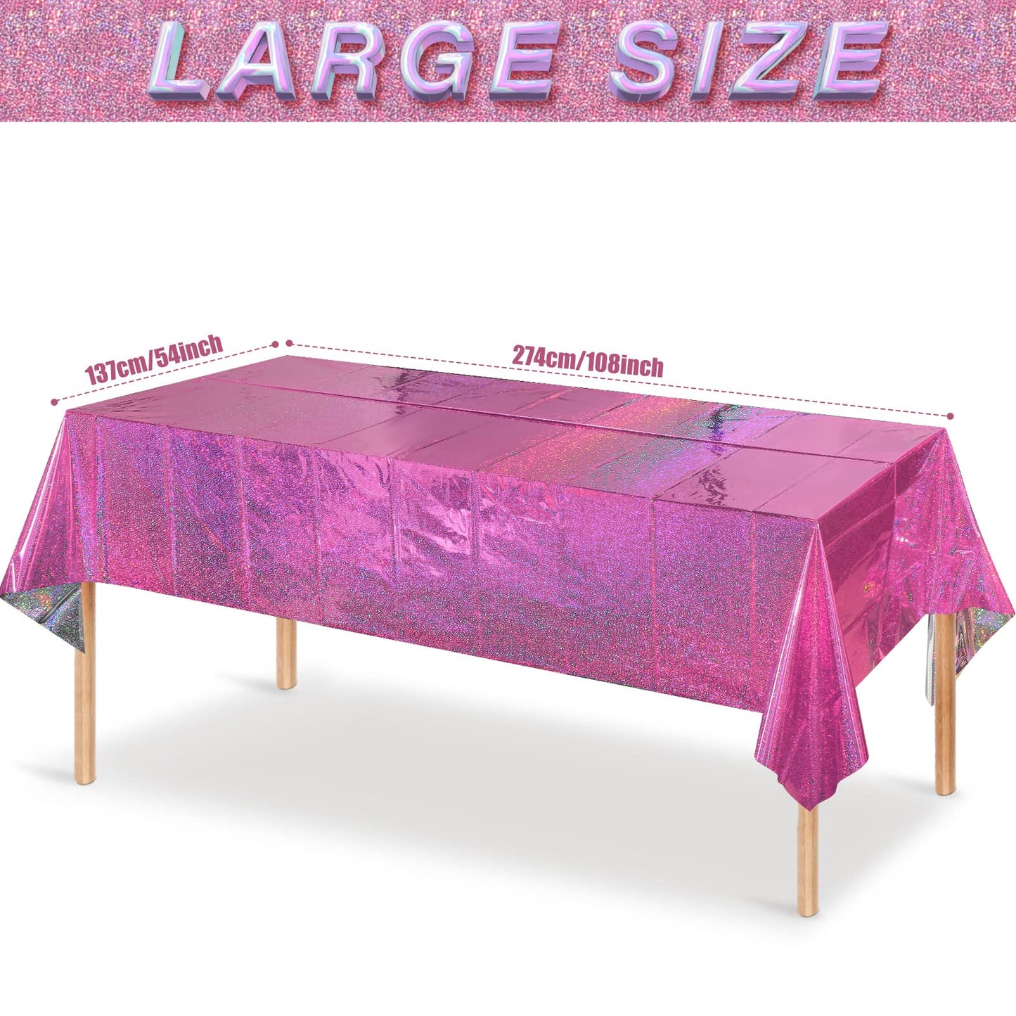 8 Pack Iridescence Plastic Tablecloths Shiny Disposable Laser