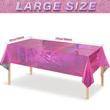 8 Pack Iridescence Plastic Tablecloths Shiny Disposable Laser