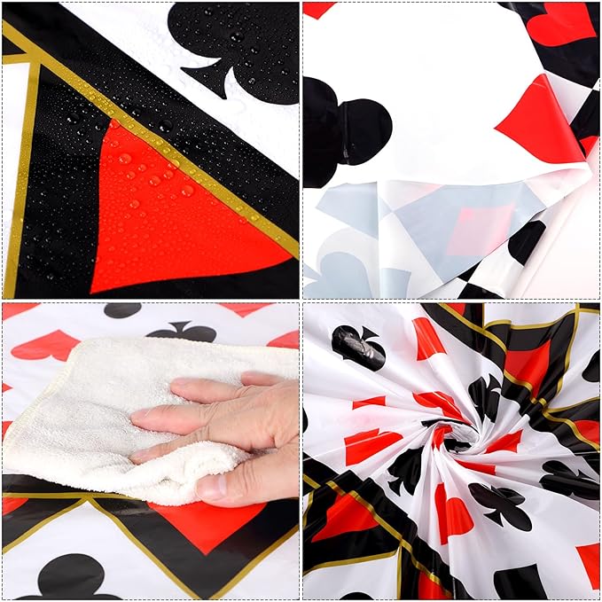 6 Pcs Casino Theme Party Decorations Poker Tablecloth Poker Plastic