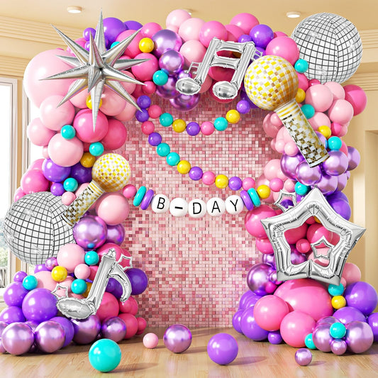 133pcs Pink and Purple Balloon Arch Kit, Light Pink Hot Pink Purple