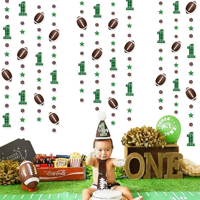 Football 1st Birthday Party Decorations Glitter Star Circle Dot
