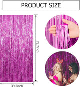 BOMSI 5 Pack Hot Pink Party Decorations - Tinsel Curtain Streamers