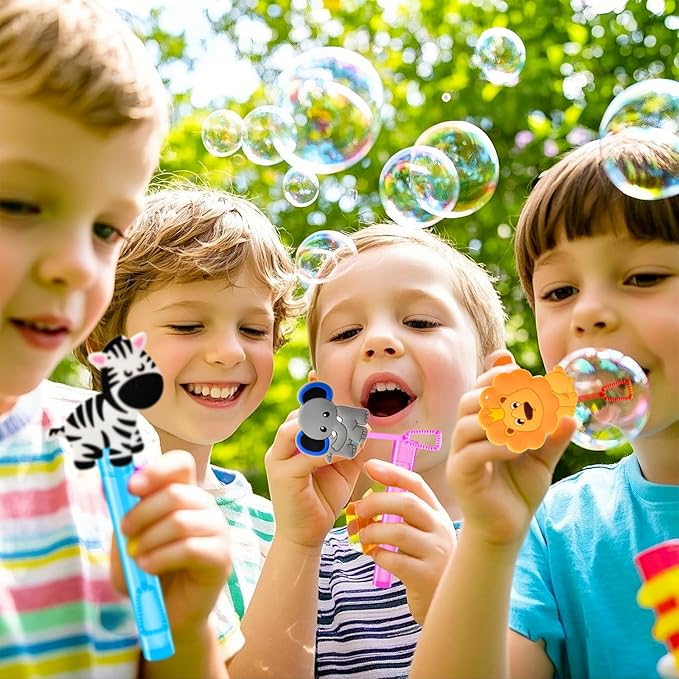 Safari Party Favors 24Pcs Jungle Animals Mini Bubble Wands for Kids