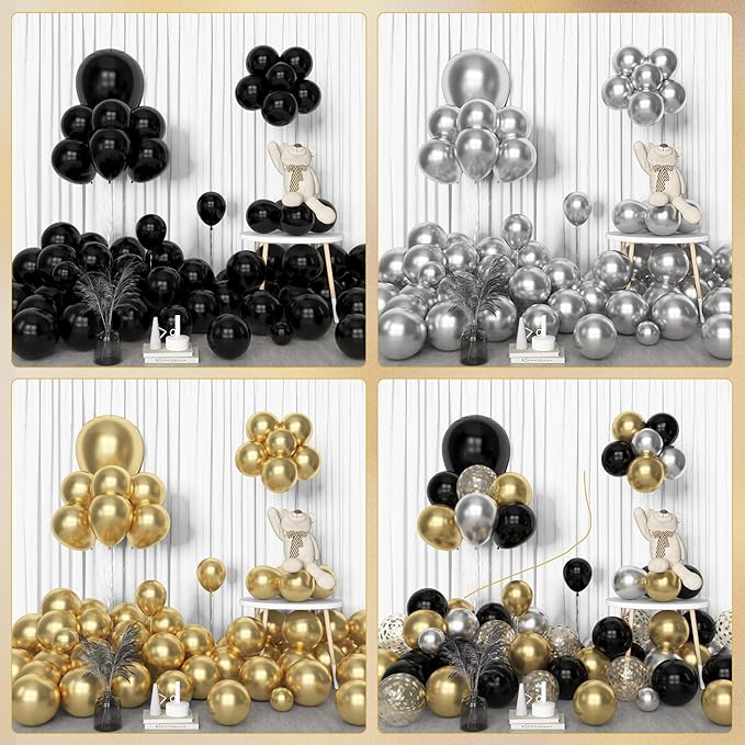 Amandir 153pcs Black and Gold Balloons Arch Garland Kit Different