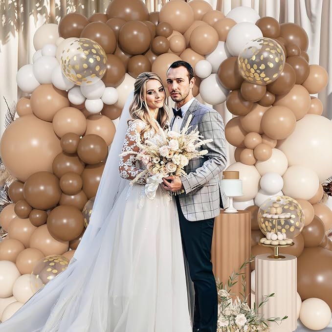 Ouddy Life 157 Pcs Brown Balloons Garland Arch Kit, Beige Nude