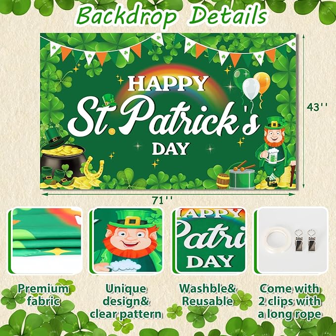 40Pcs St Patricks Day Decorations Happy St Patrick's Day Decorations