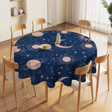 Moon Sun Round Tablecloth Vintage Star Magical Galaxy