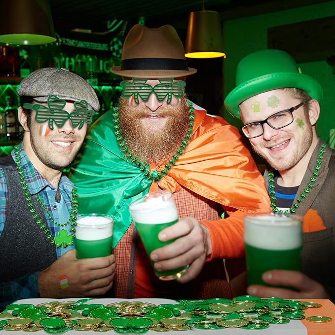 132Pcs St Patricks Day Accessories Party Favors Shamrock Glasses