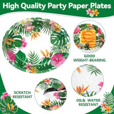50PCS Hawaiian Luau Party Oval Paper Plates Green Leaf Shape Napkins