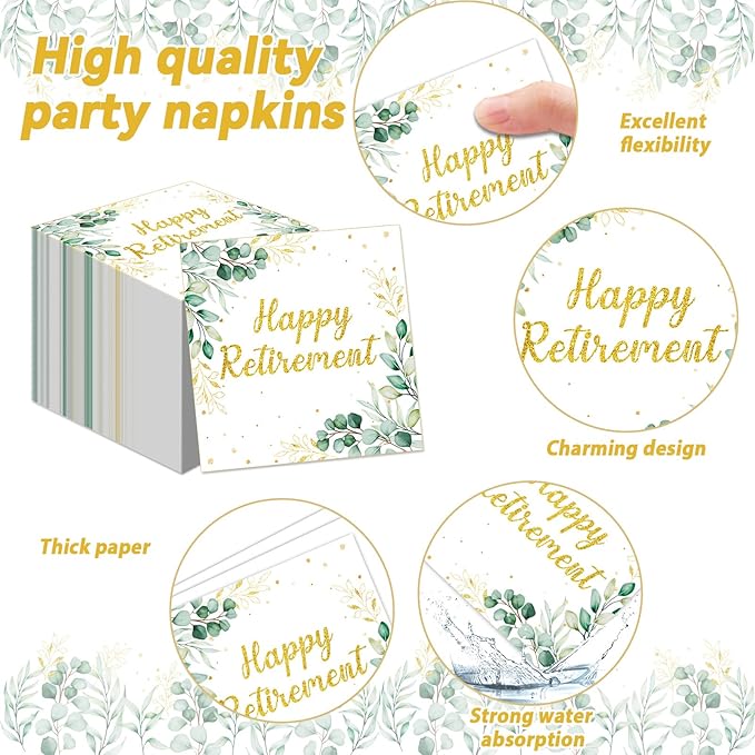 96Pcs Sage Green Retirement Party Decorations Greenery Happy