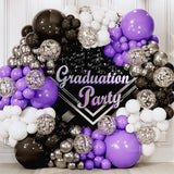 ALL-IN-1 Purple and Black White Balloons Garland & Arch Kit – Small