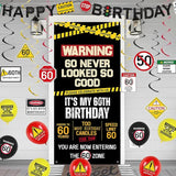 60th Birthday Decorations Men Women Caution Logo 60 Never Looked So