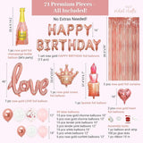 VIDAL CRAFTS 71 Piece Rose Gold Birthday Decorations for Women Party