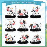 9 Pcs Cow Honeycomb Centerpieces Farm Animals Cow Table Topper