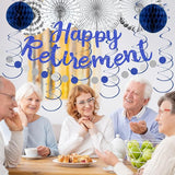Blue Retirement Party Decorations for Men Women Silver Blue 19pc