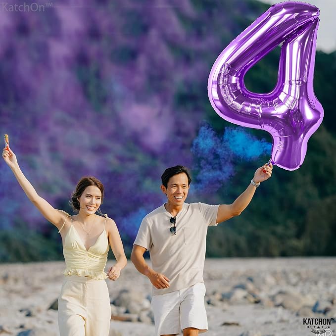 KatchOn, Giant Purple 4 Balloon Number - 40 Inch | Purple Number 4